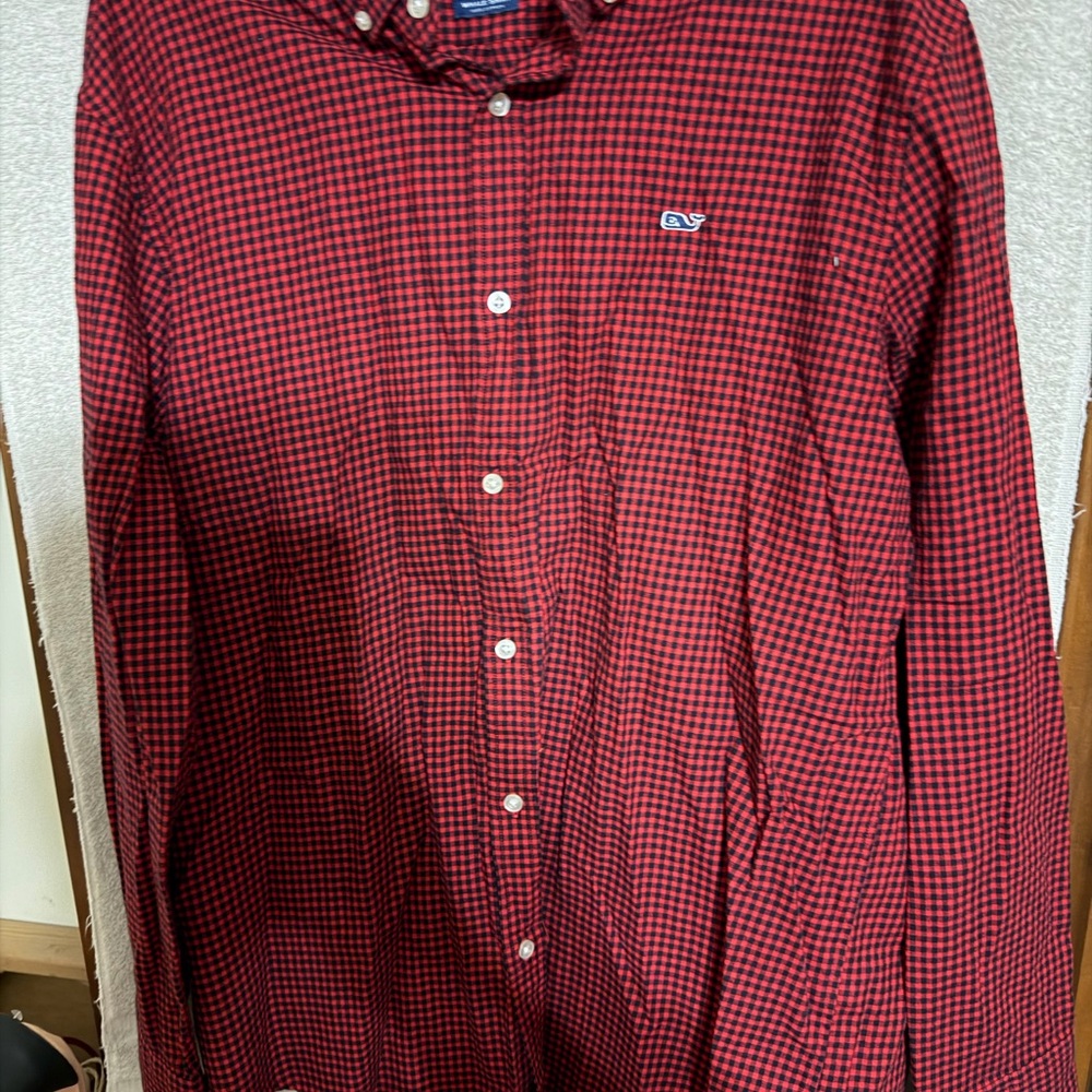 Vineyard Vines Red and Black Checkered Men's Shirt